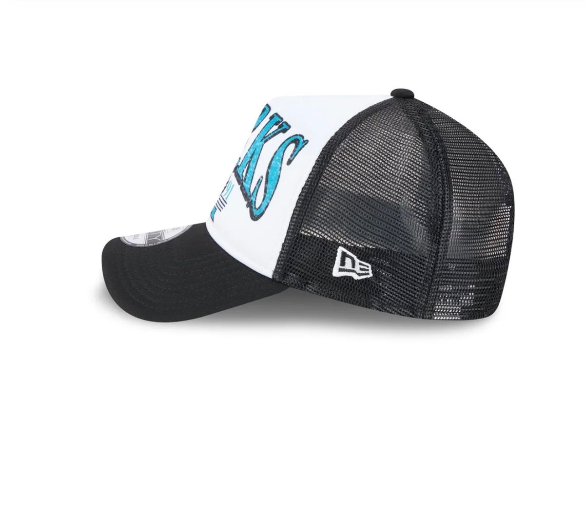 New Era San Jose Sharks 9FORTY Trucker Snapback Hat – White/Black/Teal