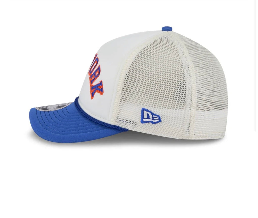 New Era New York Mets 9FORTY M-Crown A-Frame Trucker Hat – White/Royal