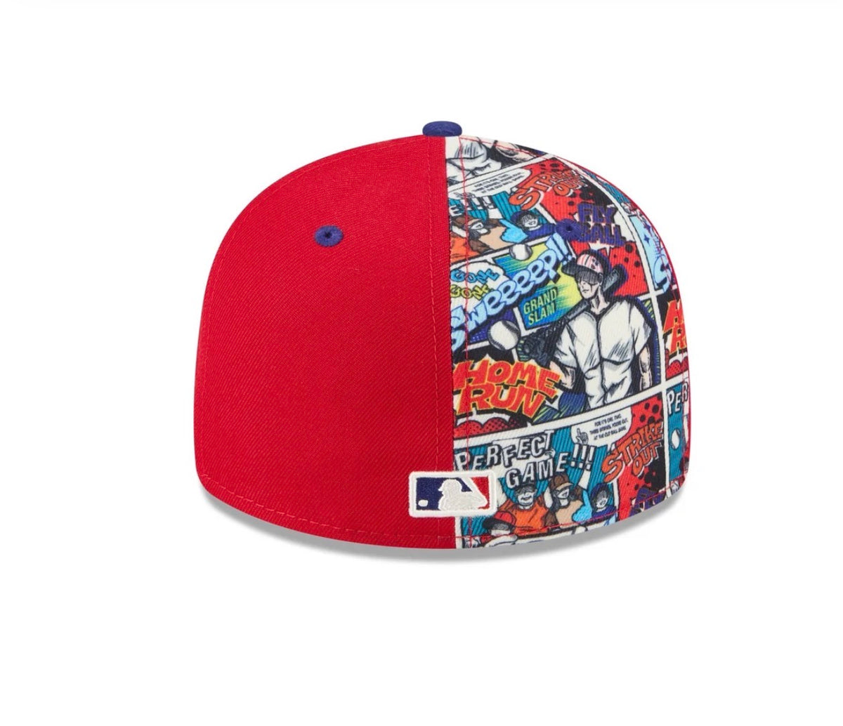 New Era Philadelphia Phillies Comic 59FIFTY Fitted Hat – Red/Blue