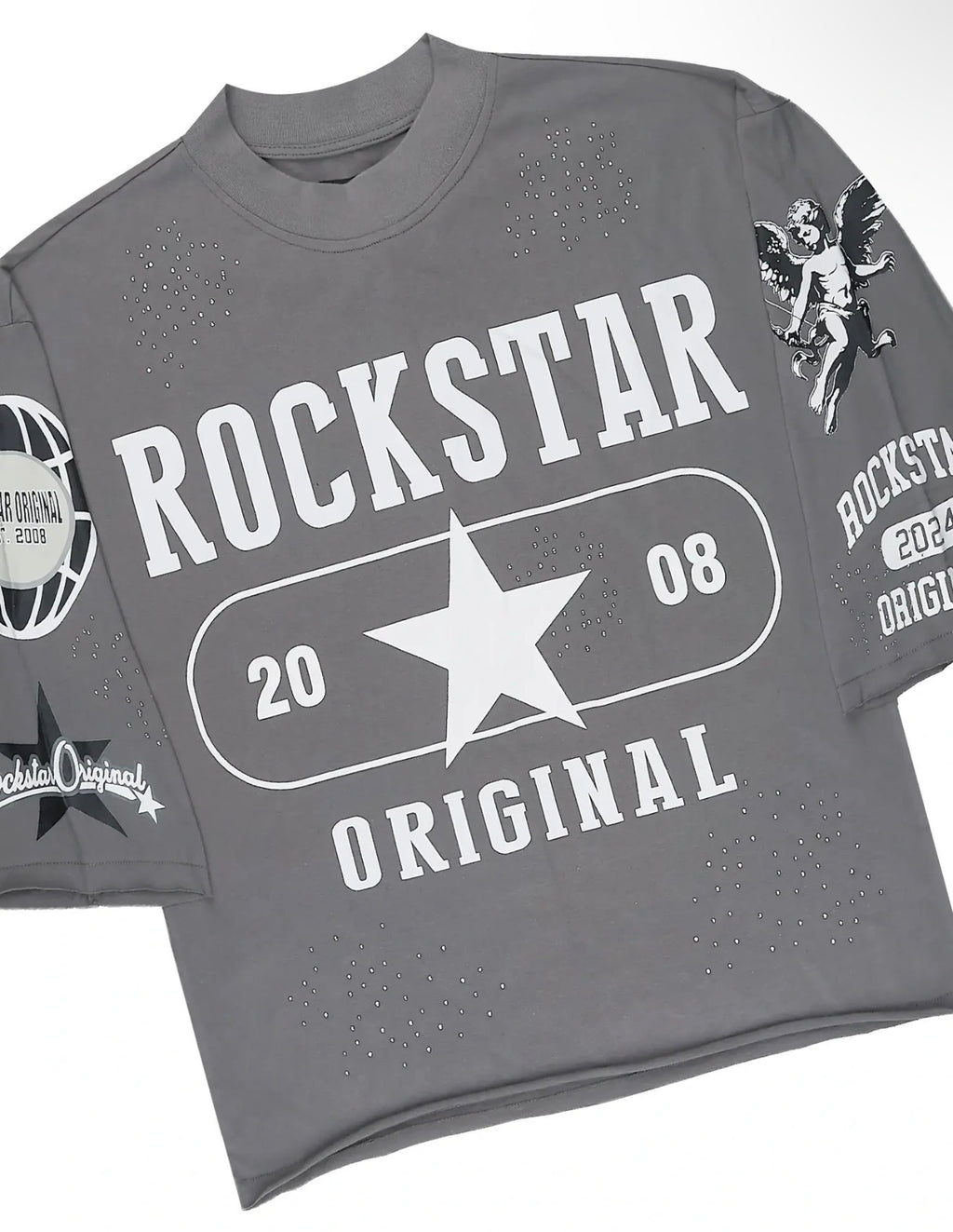 Gutta Grey Rhinestone T-Shirt/Short Set
