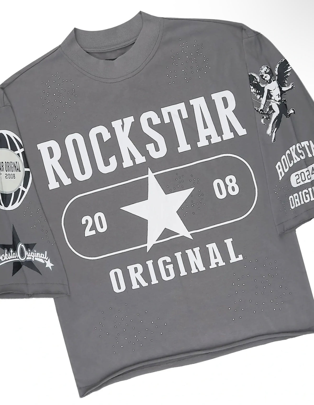 Gutta Grey Rhinestone T-Shirt/Short Set