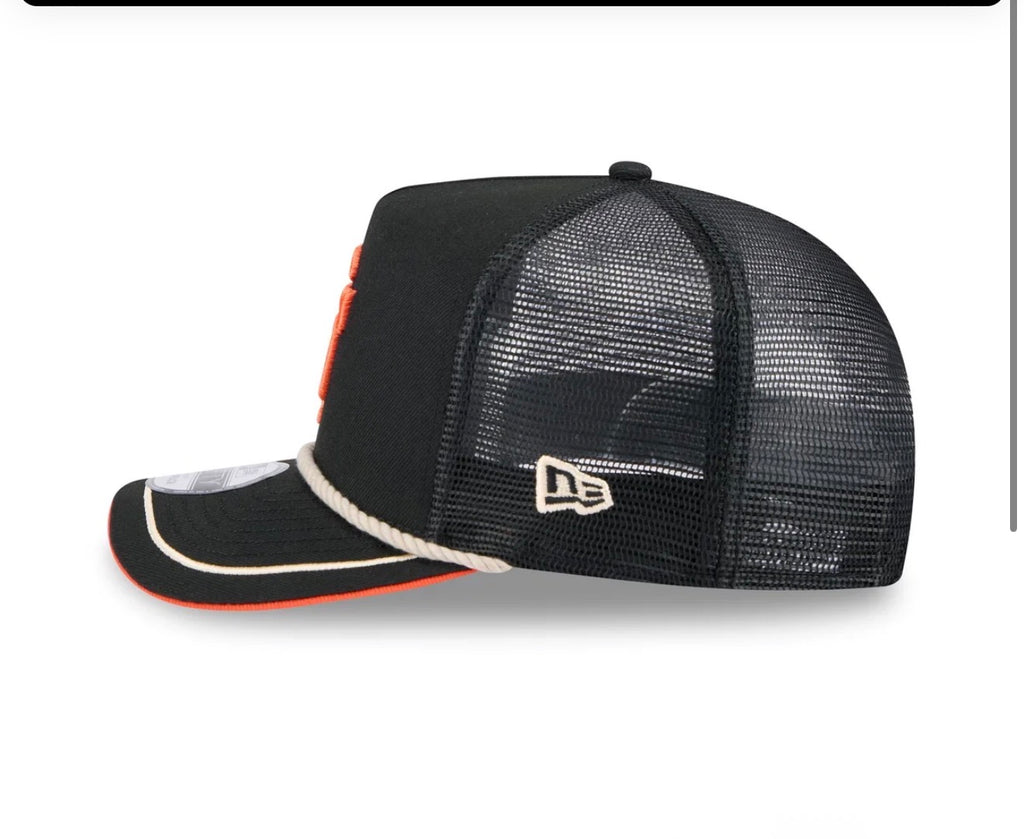 San Francisco Giants Vintage Team Rope 9FIFTY A-Frame Trucker Hat – Black/Orange