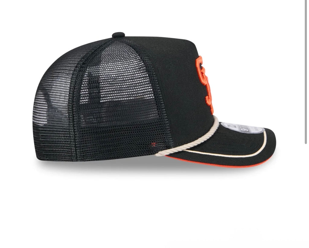 San Francisco Giants Vintage Team Rope 9FIFTY A-Frame Trucker Hat – Black/Orange
