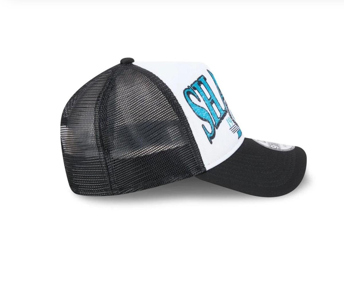 New Era San Jose Sharks 9FORTY Trucker Snapback Hat – White/Black/Teal