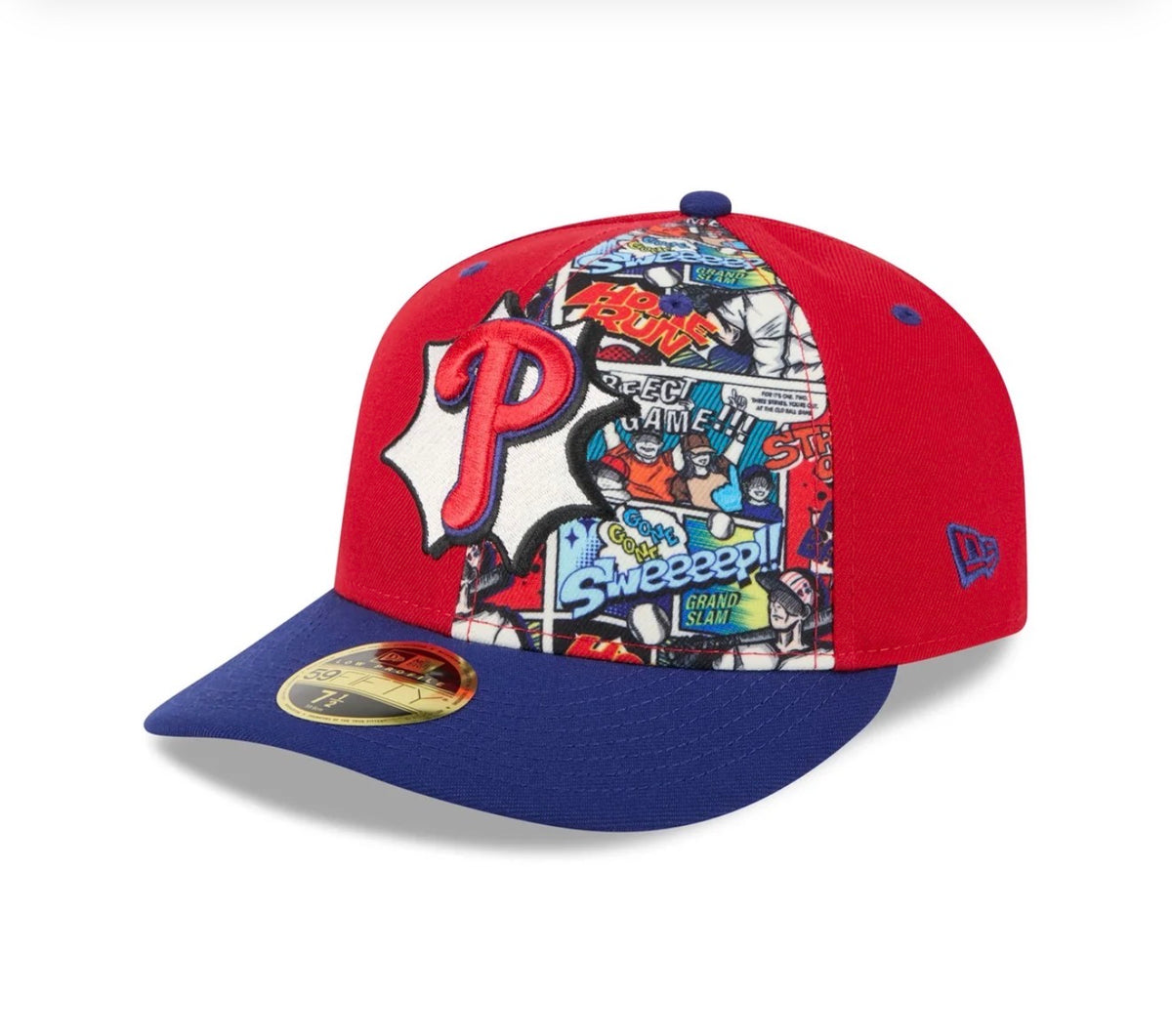 New Era Philadelphia Phillies Comic 59FIFTY Fitted Hat – Red/Blue