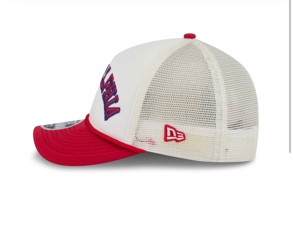 New Era Philadelphia Phillies 9FORTY M-Crown A-Frame Trucker Hat – White/Red