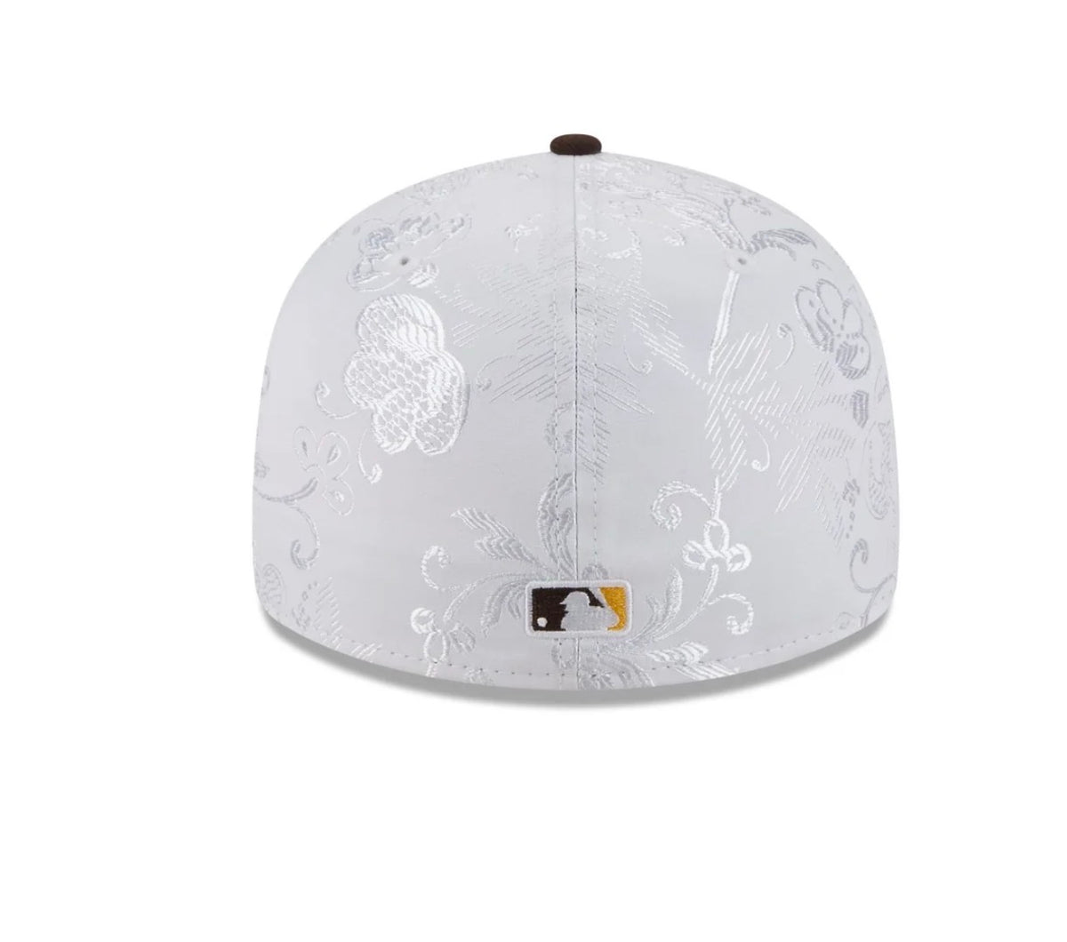 San Diego Padres white floral fitted cap back view